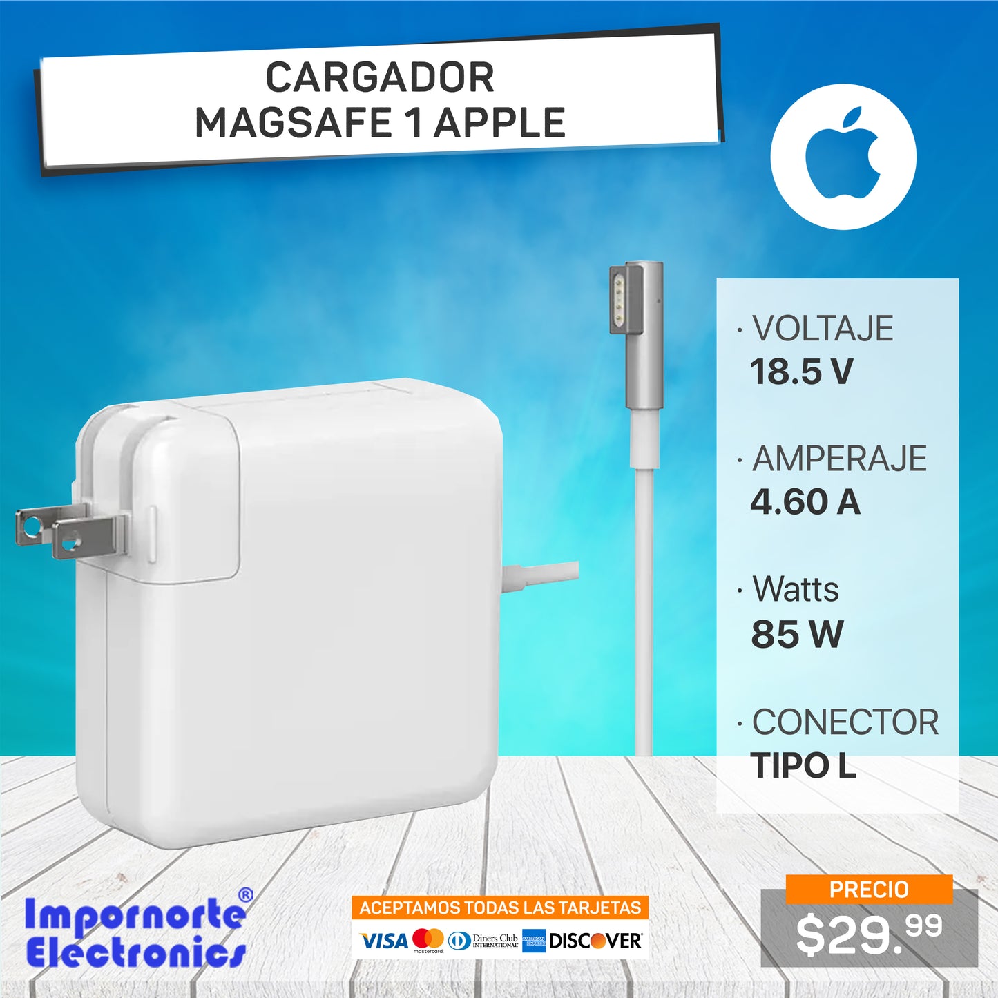 Cargador Mac Magsafe 1 18.5v 4.60a 85w