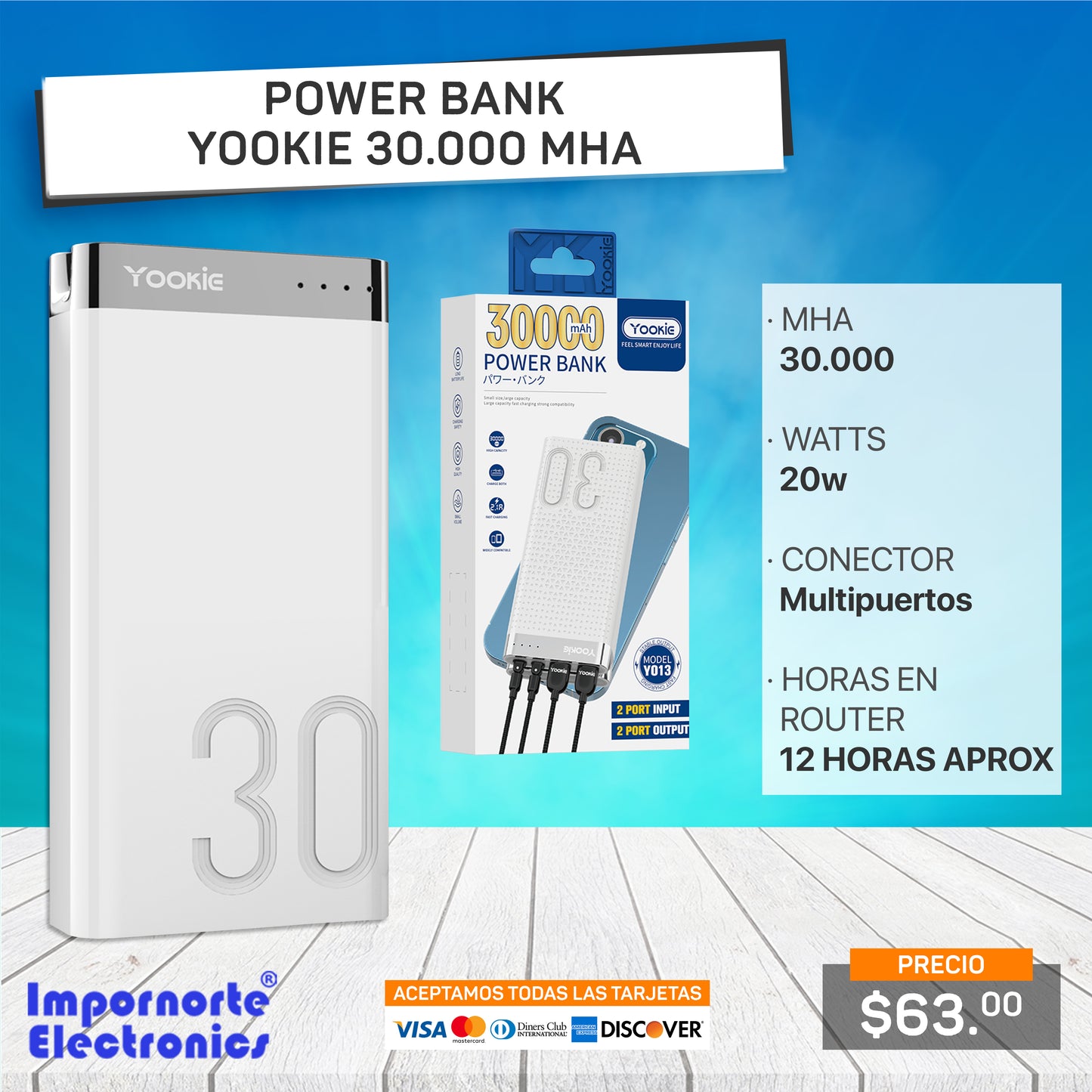Power Bank Yookie 30.000 Mha