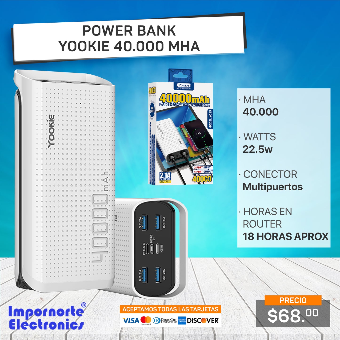 Power Bank Yookie 40.000 Mha