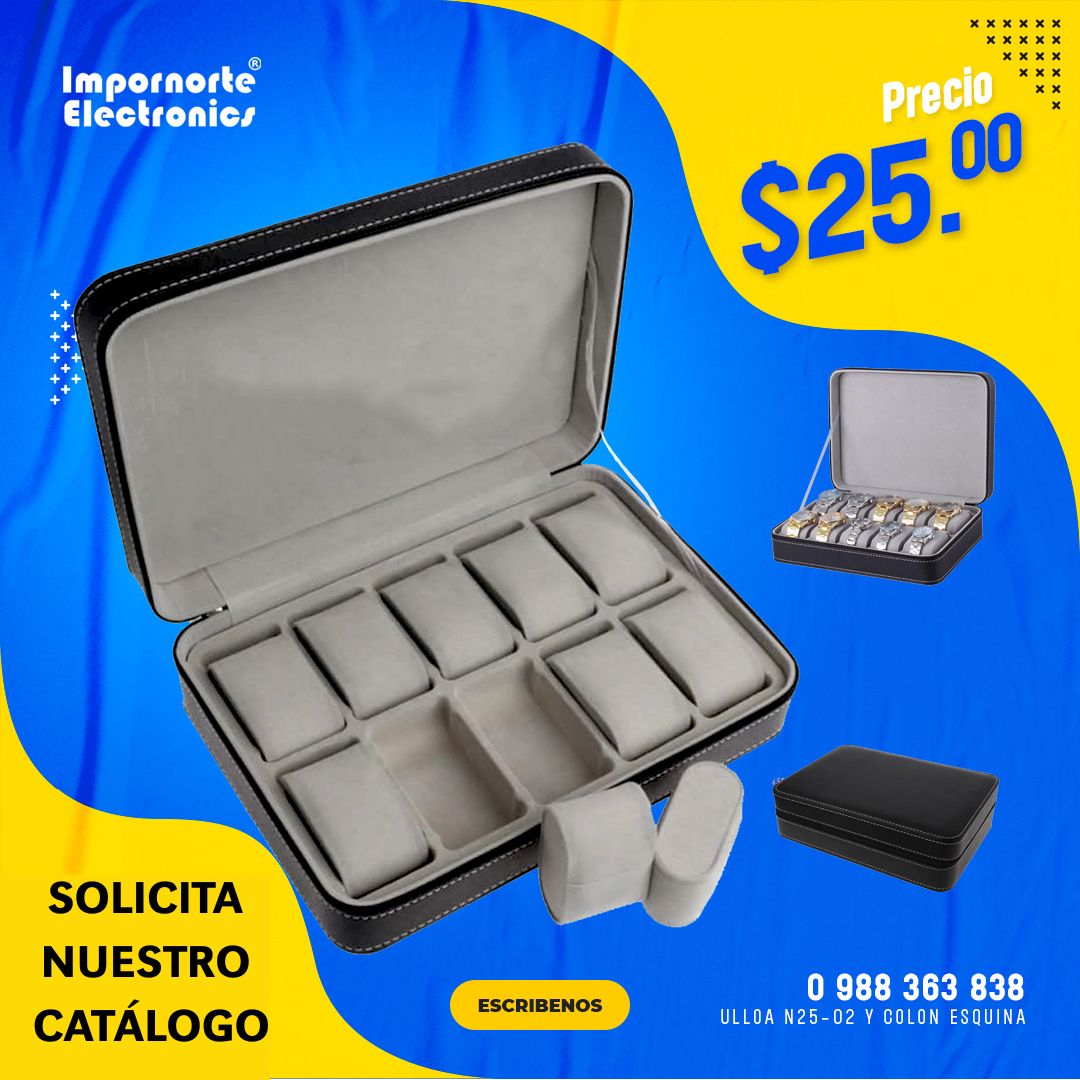 Estuche portarelojes 12 puestos con cierre