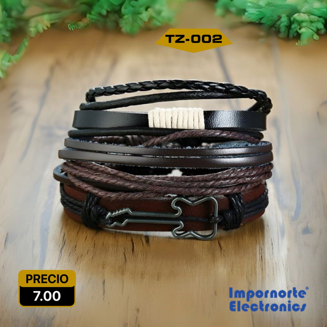 Pulsera de Cuero Multicapa