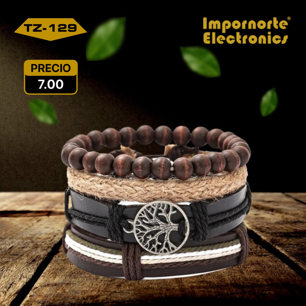 Pulsera de Cuero Multicapa