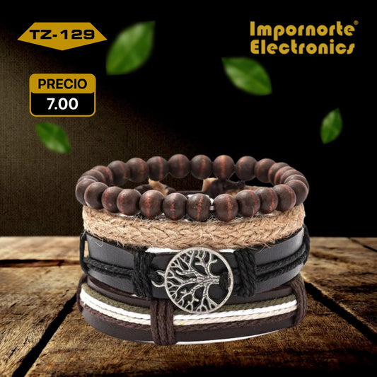 Pulsera de Cuero Multicapa