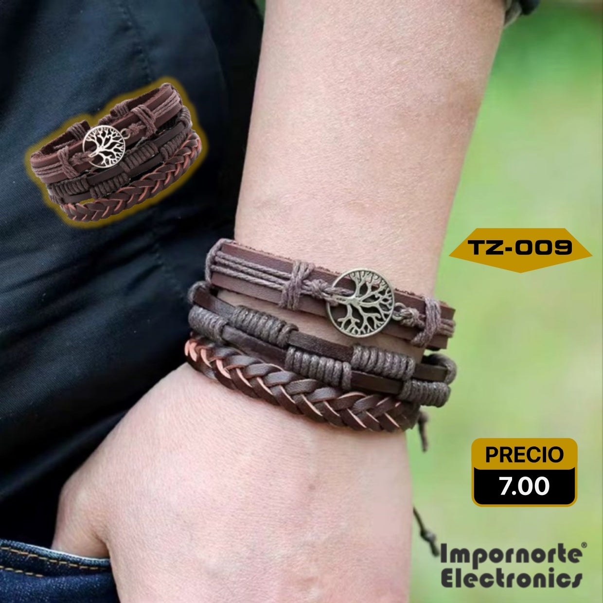 Pulsera de Cuero Multicapa