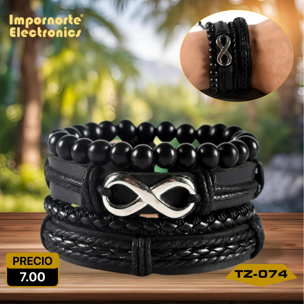 Pulsera de Cuero Multicapa