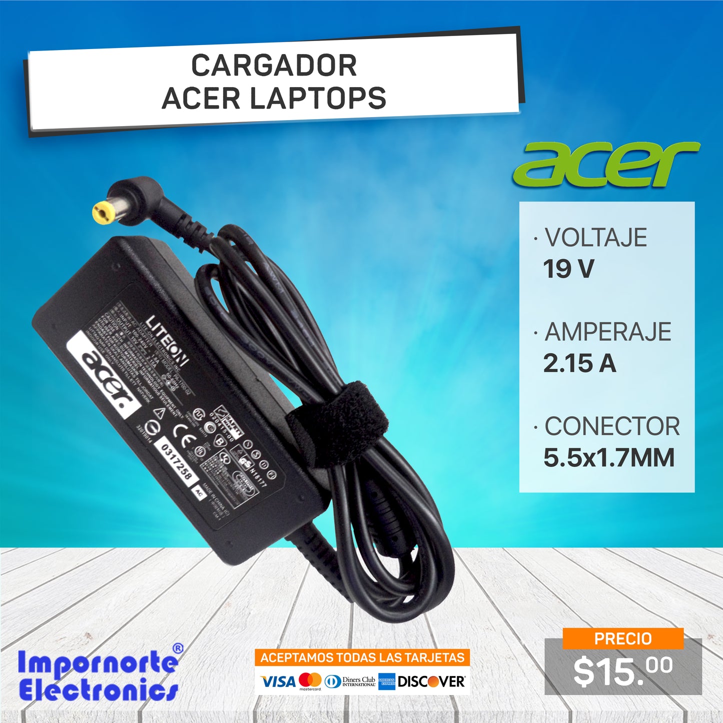 Cargador Acer 19V 2.15A 5.5*1.7mm