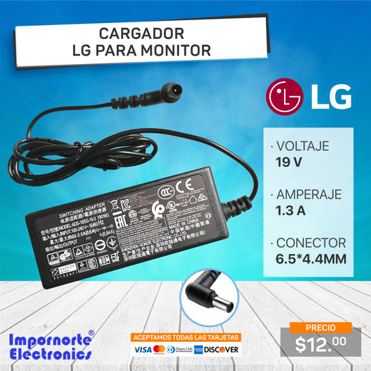 Cargador LG 19v 1.3a 6.5*4.4mm