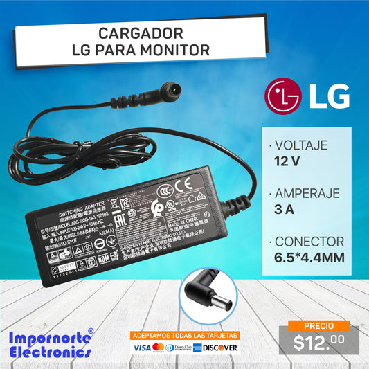 Cargador LG 12v3a 6.5*4.4mm