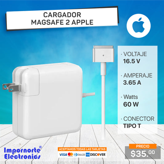 Cargador Mac Magsafe 2 16.5v 3.65a 60w