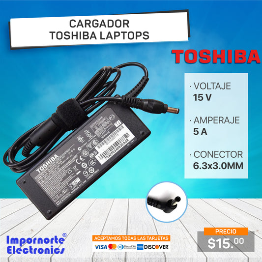 Cargador Toshiba 15v 5a 6.3*3.0mm