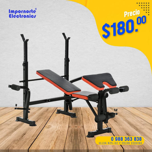 Banco de Pesas Multifuncional, inclinable, Acero Pintura Magnetica para Gimnasio en casa