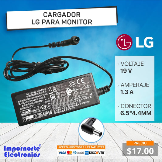 Cargador LG 19v 1.3a 6.5*4.4mm