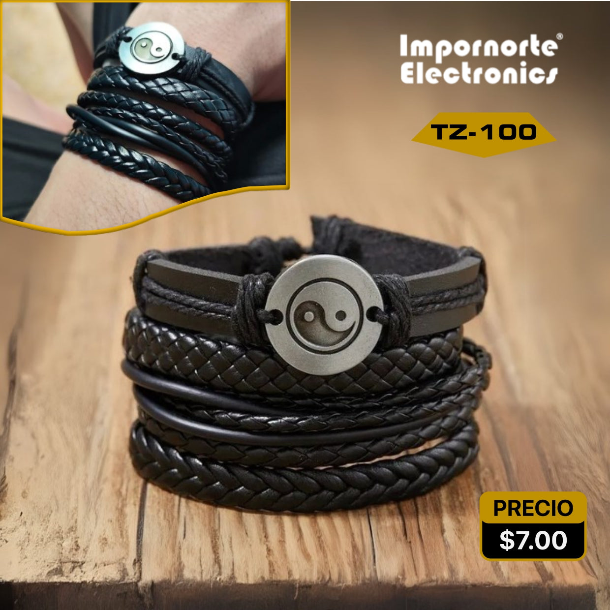 Pulsera de Cuero Multicapa TZ-100