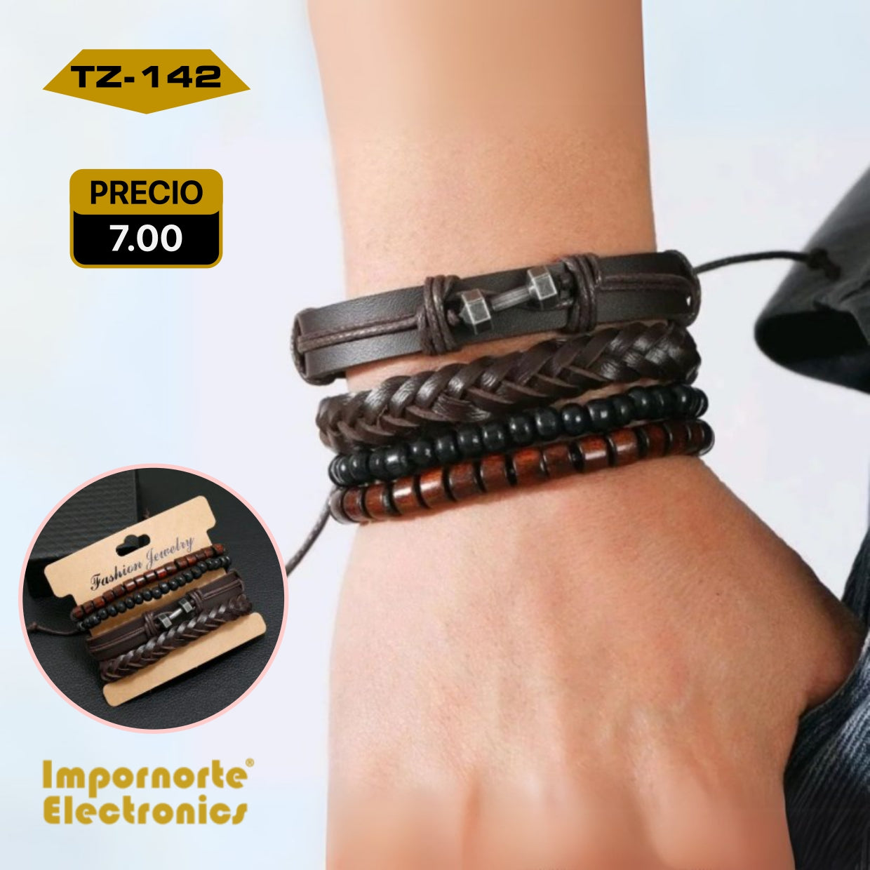 Pulsera de Cuero Multicapa