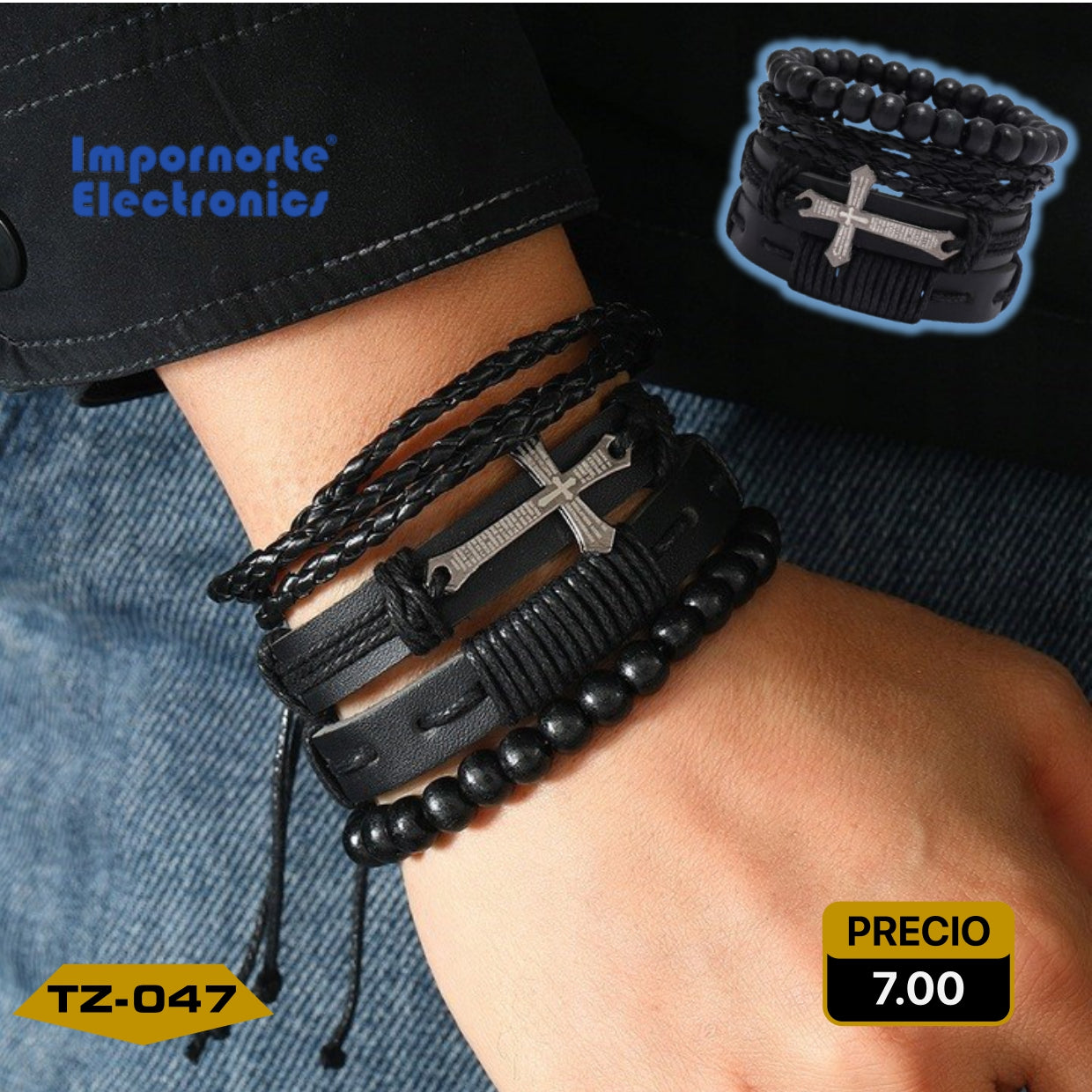 Pulsera de Cuero Multicapa